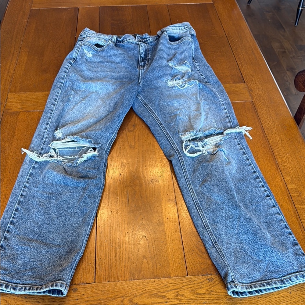 Distressed Blue Jeans